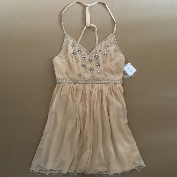 Urban Outfitters Dresses & Skirts - UO “Snow Queen” beaded nude mini-dress — BNWT